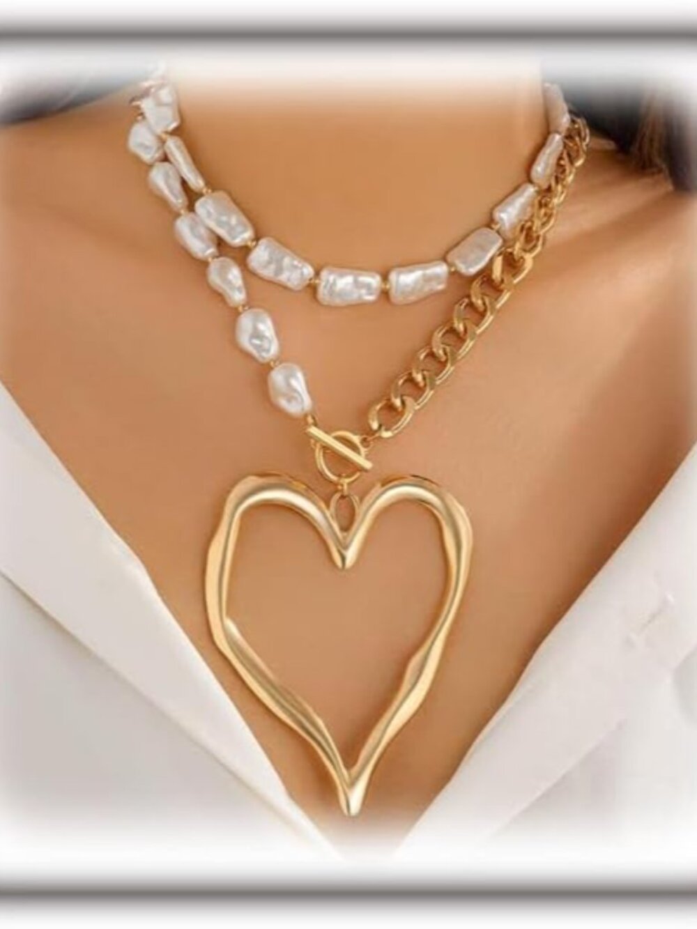 Y2k Large Heart Necklaces for Women Chunky Big Heart Pendant Necklace Exaggerate